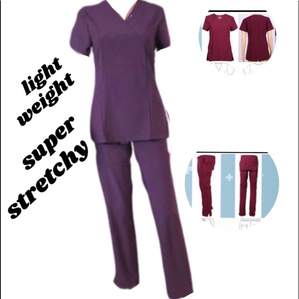 007 C/S Scrub Set Stretchable Eggplant SMALL